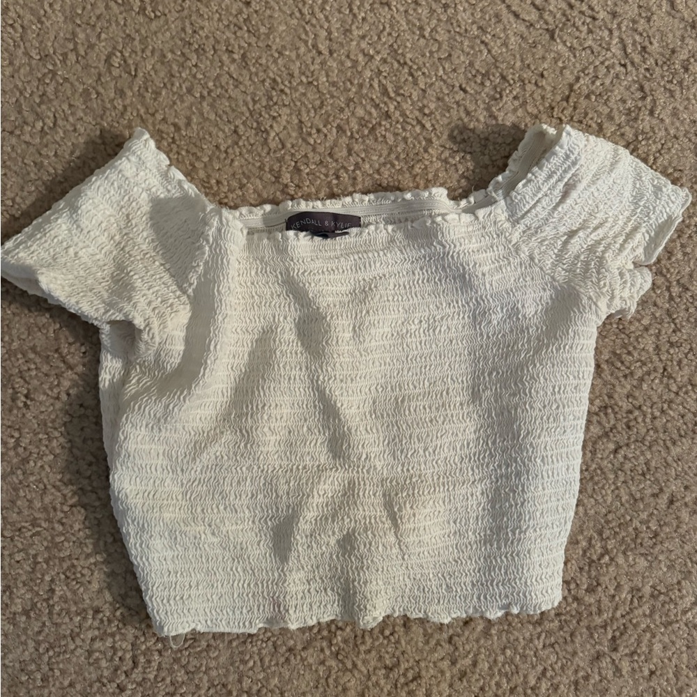 Kendall and Kylie hardly worn smock off shoulder crop top